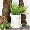 Metal Container-Pitcher-Vintage white with Golden Star