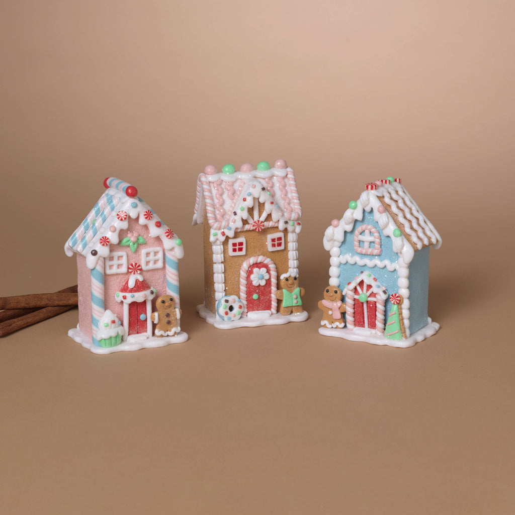 Christmas 5"H Clay Dough Gingerbread House, 3 Asst