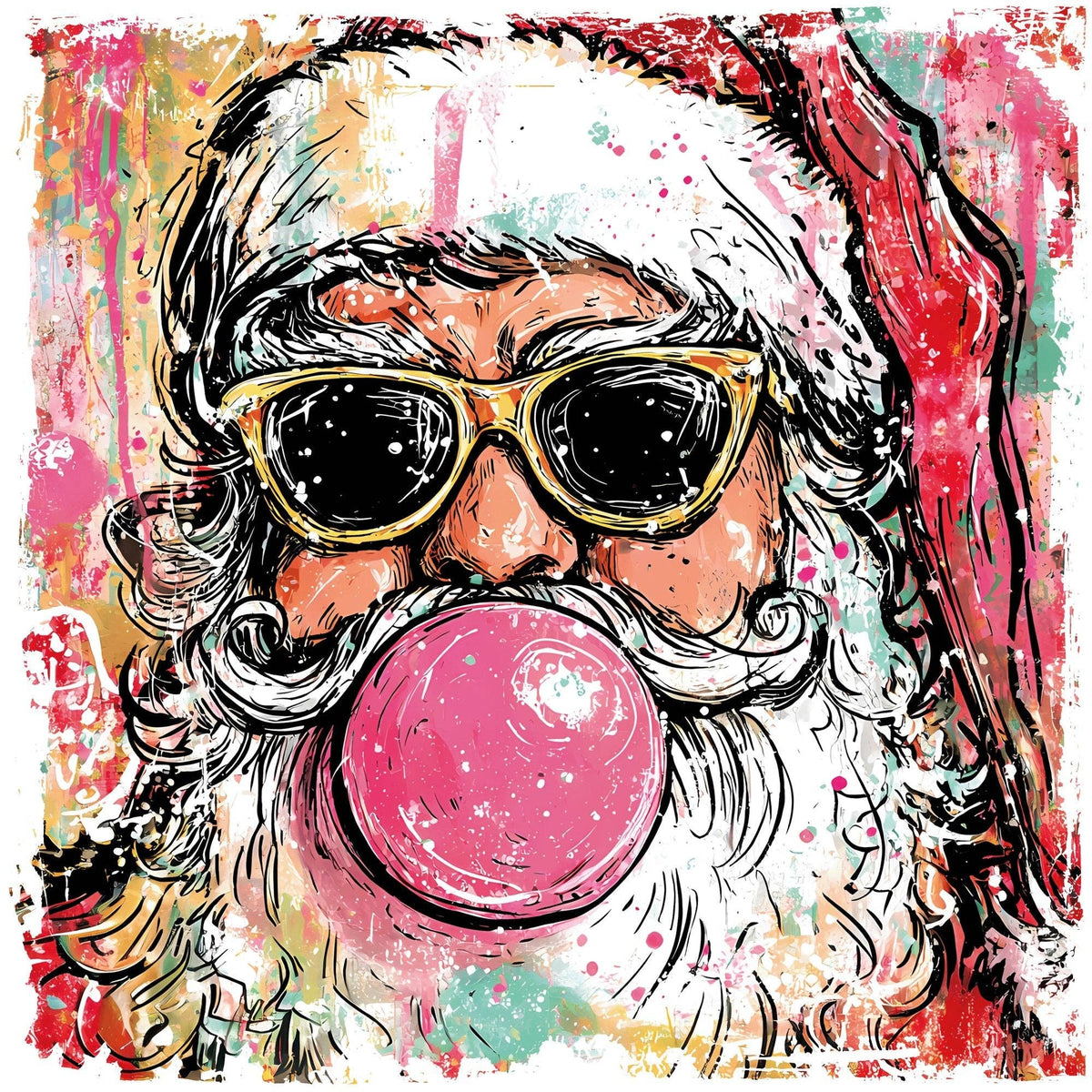 Preppy Bubblegum Santa Wooden Sign