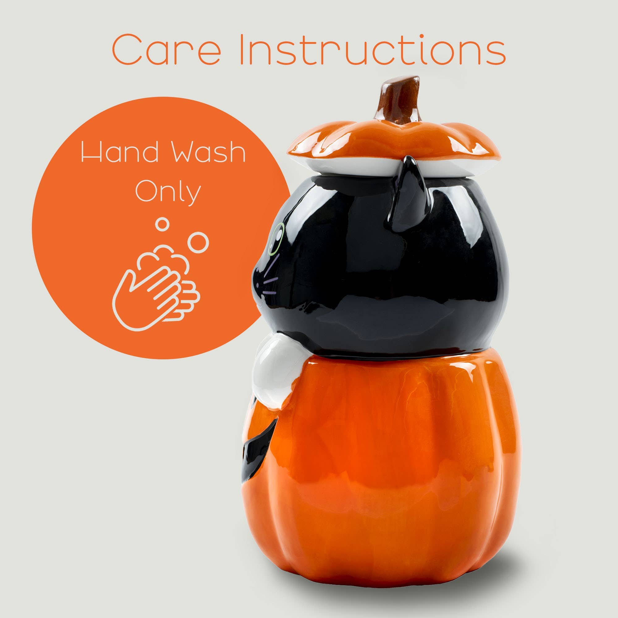 Black Cat Pumpkin 11 x 6.3 Dolomite Cookie Jar
