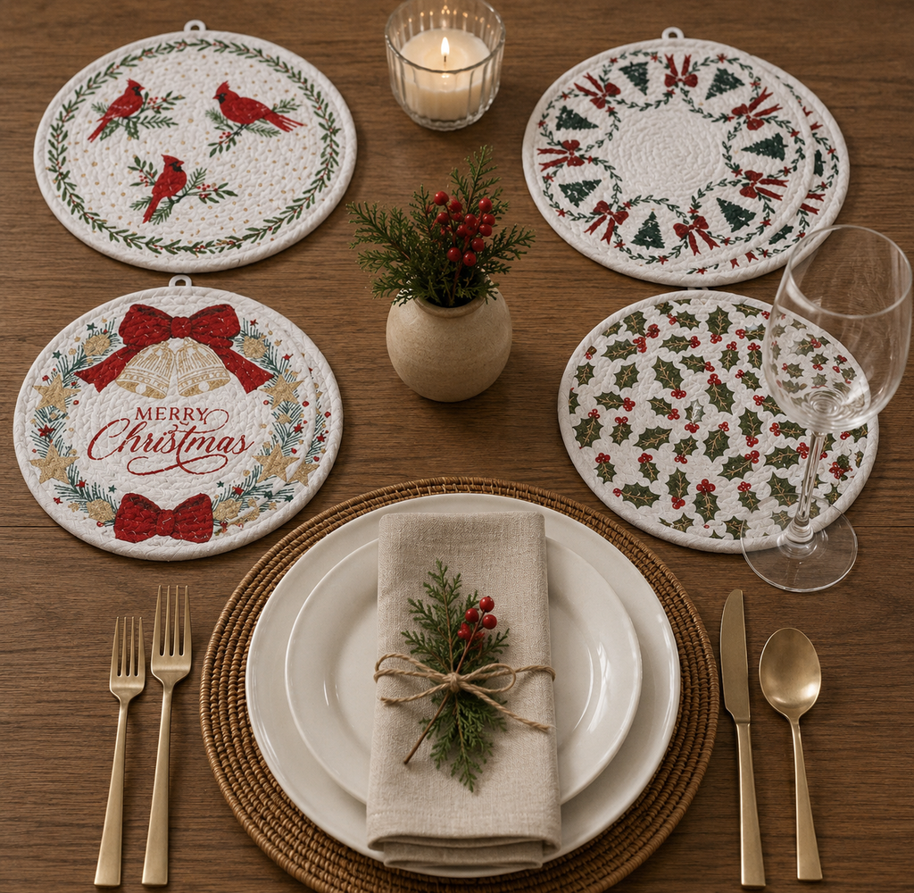 Christmas Cotton Braided Round Placemat