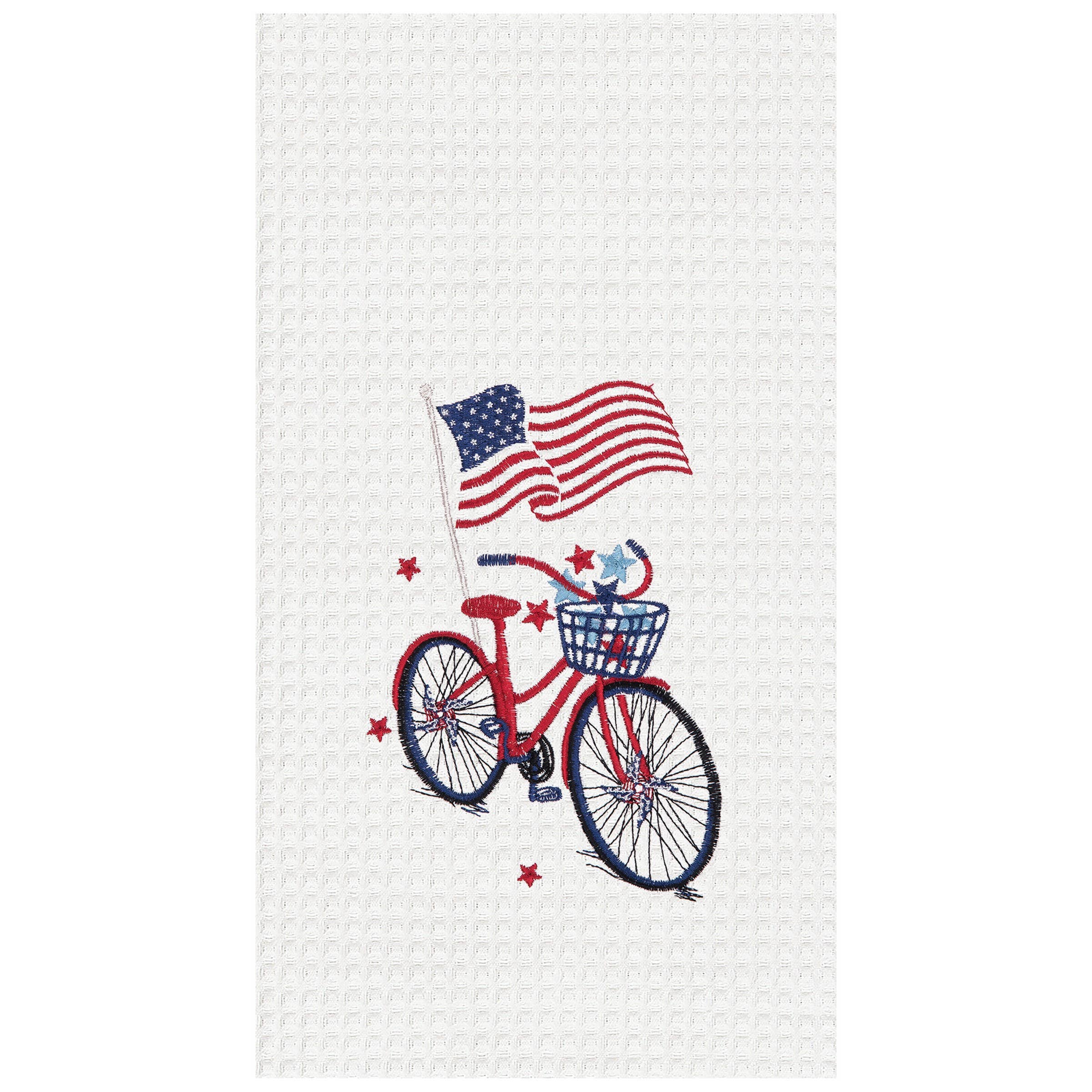 Patriotic Retro Bike USA Flag 4th Of July Kitchen Towel