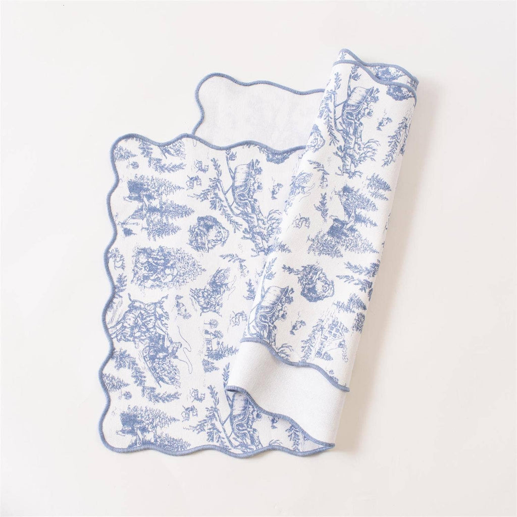 Frosted Blue Pine Toile Table Runner