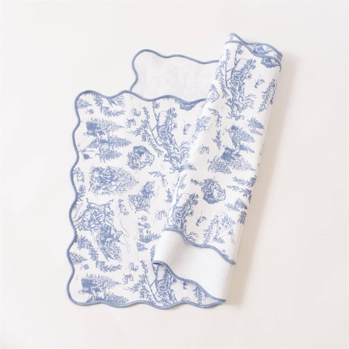 Frosted Blue Pine Toile Table Runner