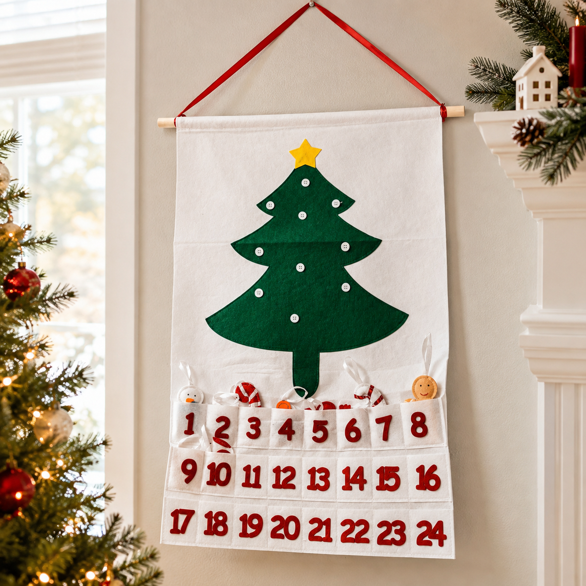 Christmas Home Decor Advent Calendar Felt |  Handmade