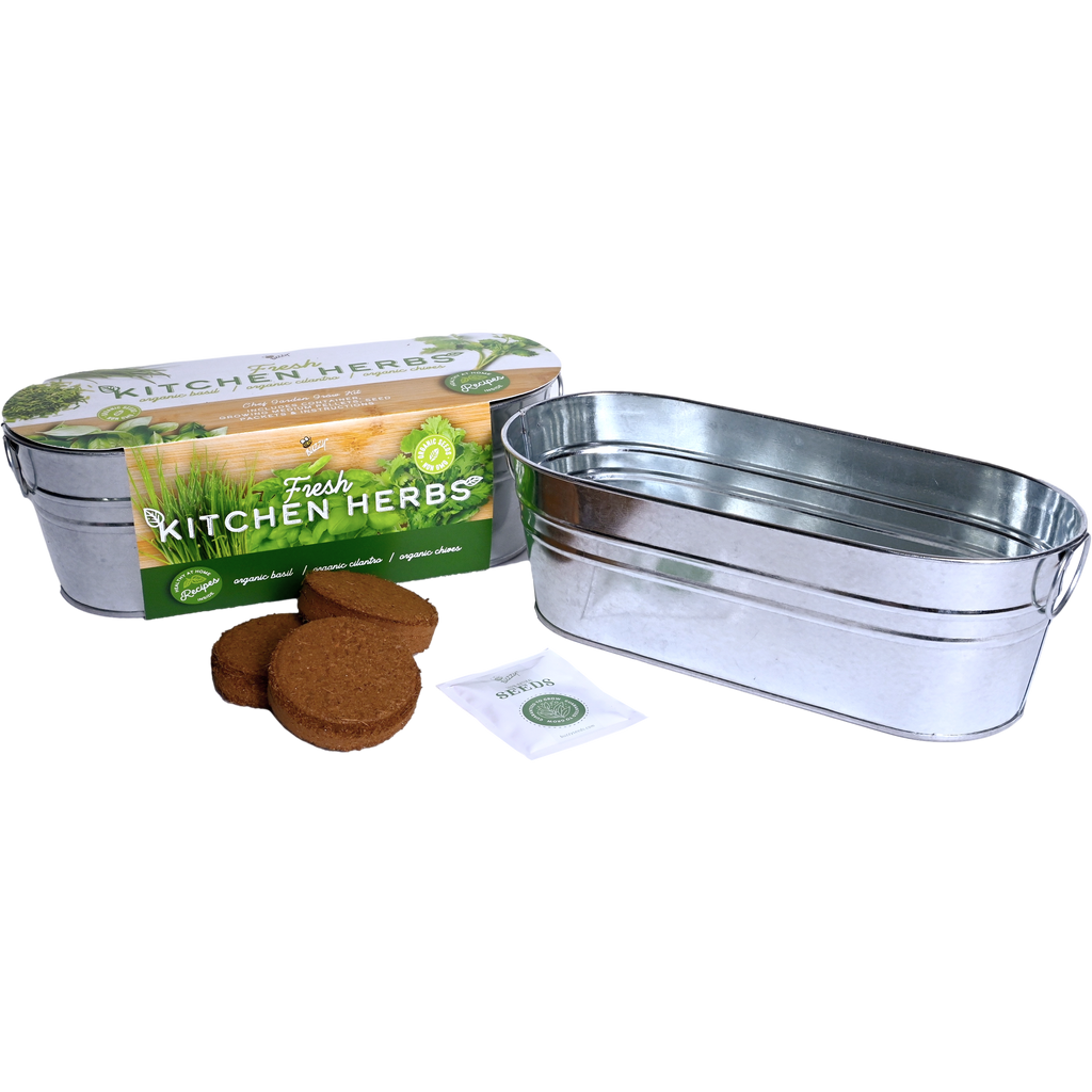 Galvanized Windowsill Herb Grow Kit | Indoor | Gift Set