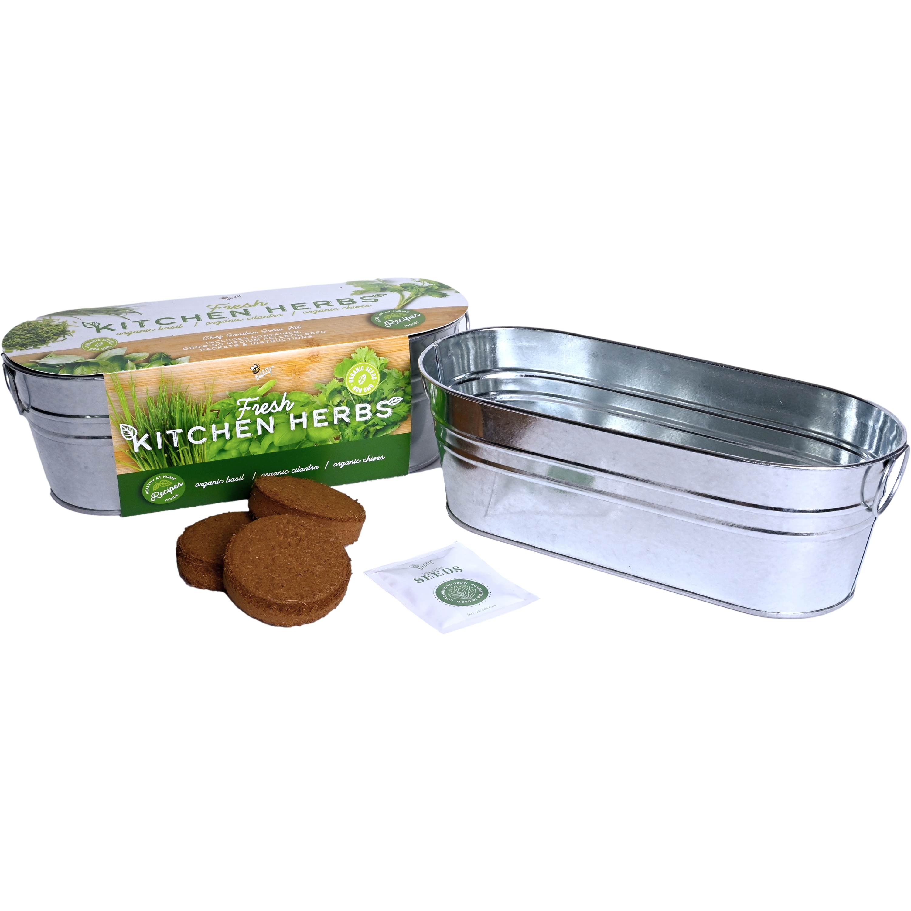 Galvanized Windowsill Herb Grow Kit | Indoor | Gift Set