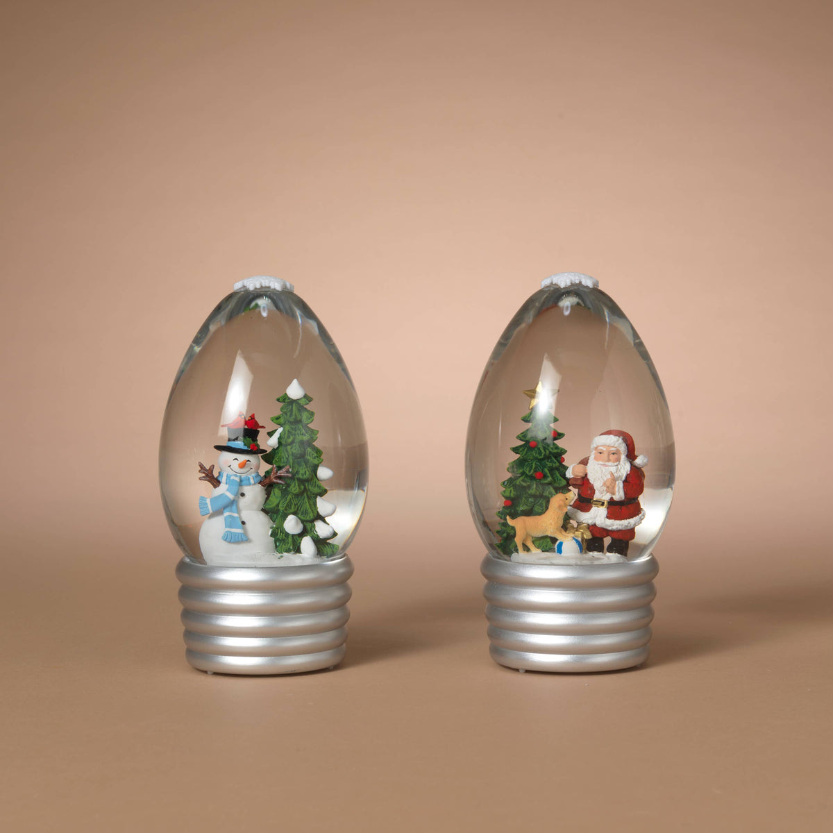 Christmas Lighted Spinning Water Globe with Timer, Light Bulb Design 7.25"H