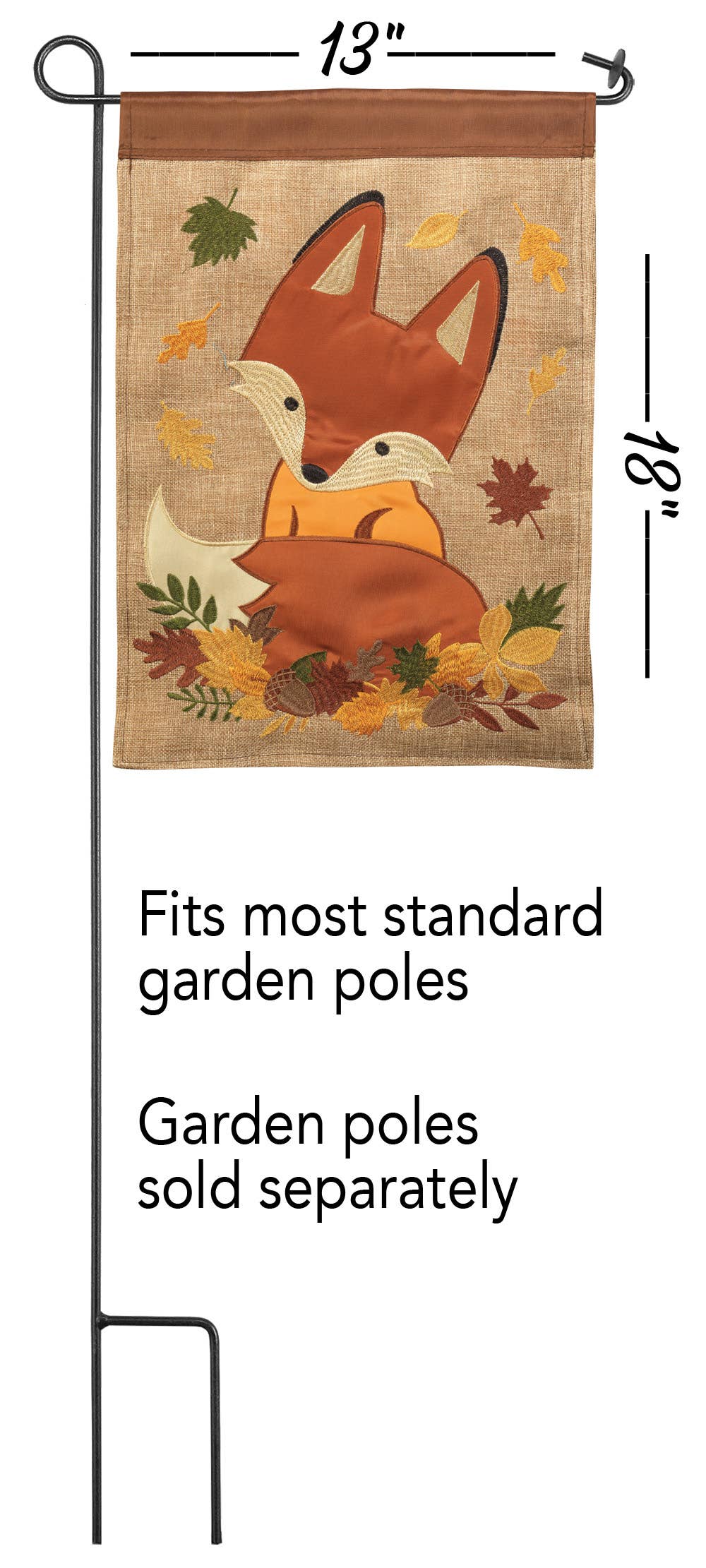 Fall Fox Burlap Double Applique Garden Flag