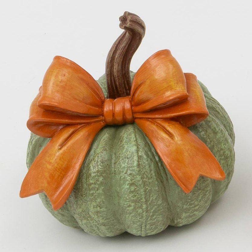 Thanksgiving Resin Harvest Pumpkin with Bow, 5.51"H, 3 Assorted