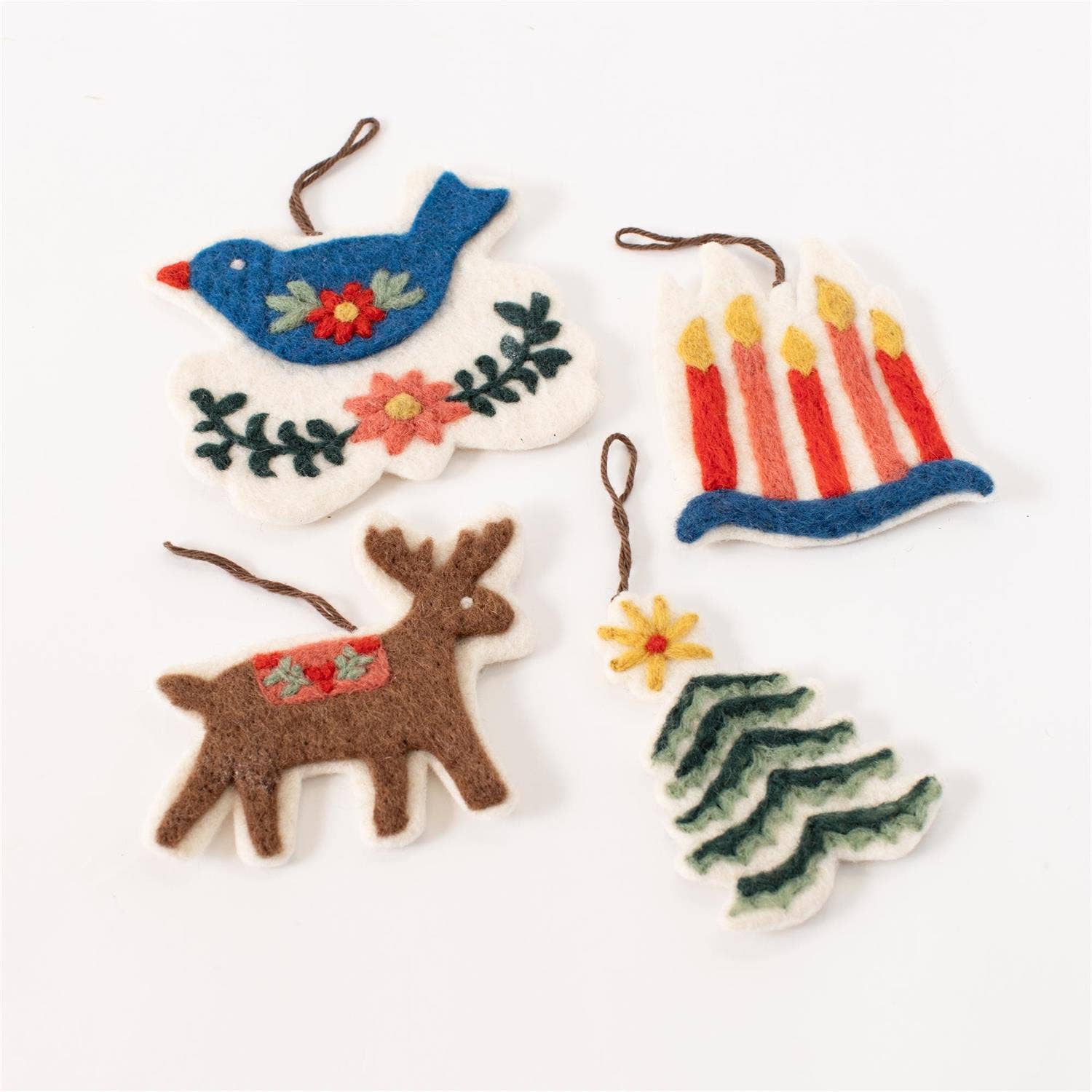 Woolen Folk Art Cut Out Ornaments (set of 4 Styles)