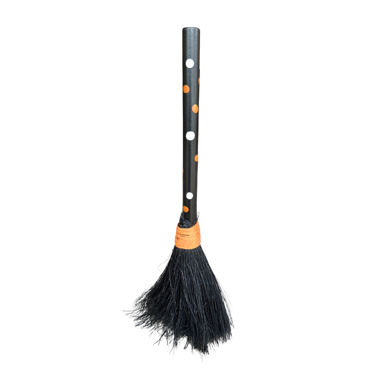 12" Black Polka Dot Broom