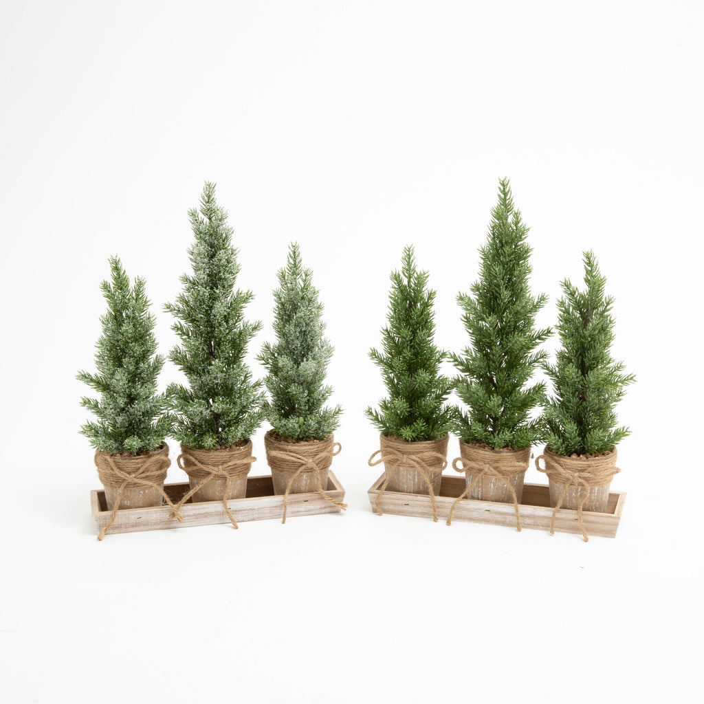Christmas 15.5"H Holiday Potted Tree Set