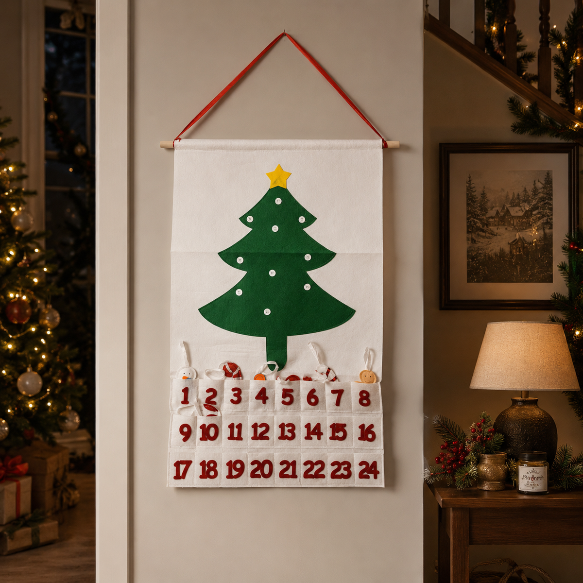 Christmas Home Decor Advent Calendar Felt |  Handmade