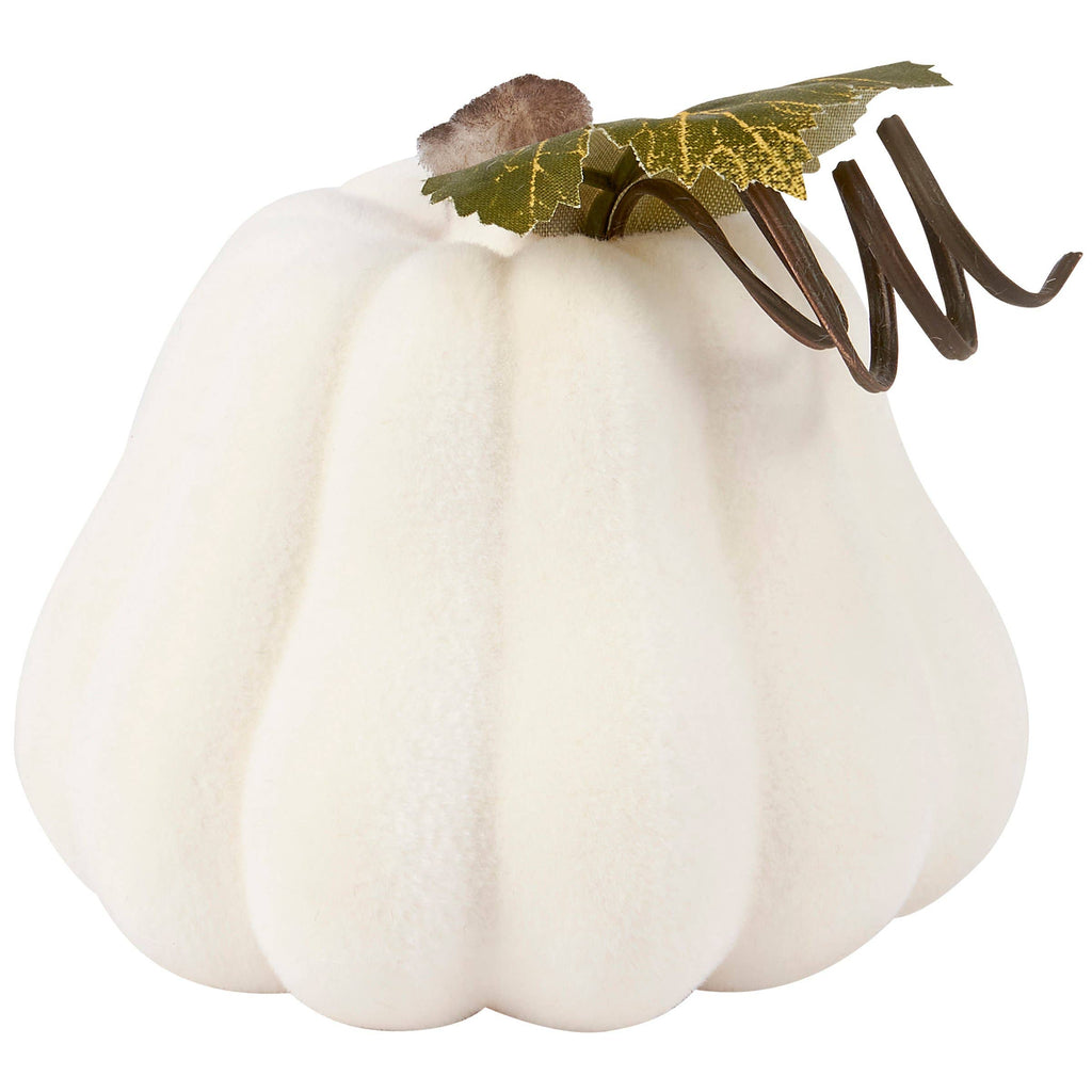 Cream Flocked Pumpkin