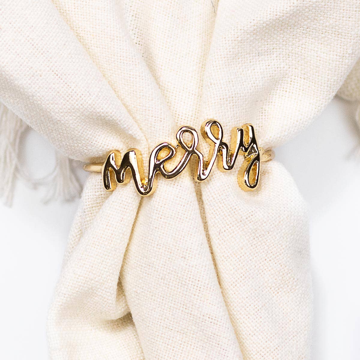 Merry Napkin Ring Gold 2"