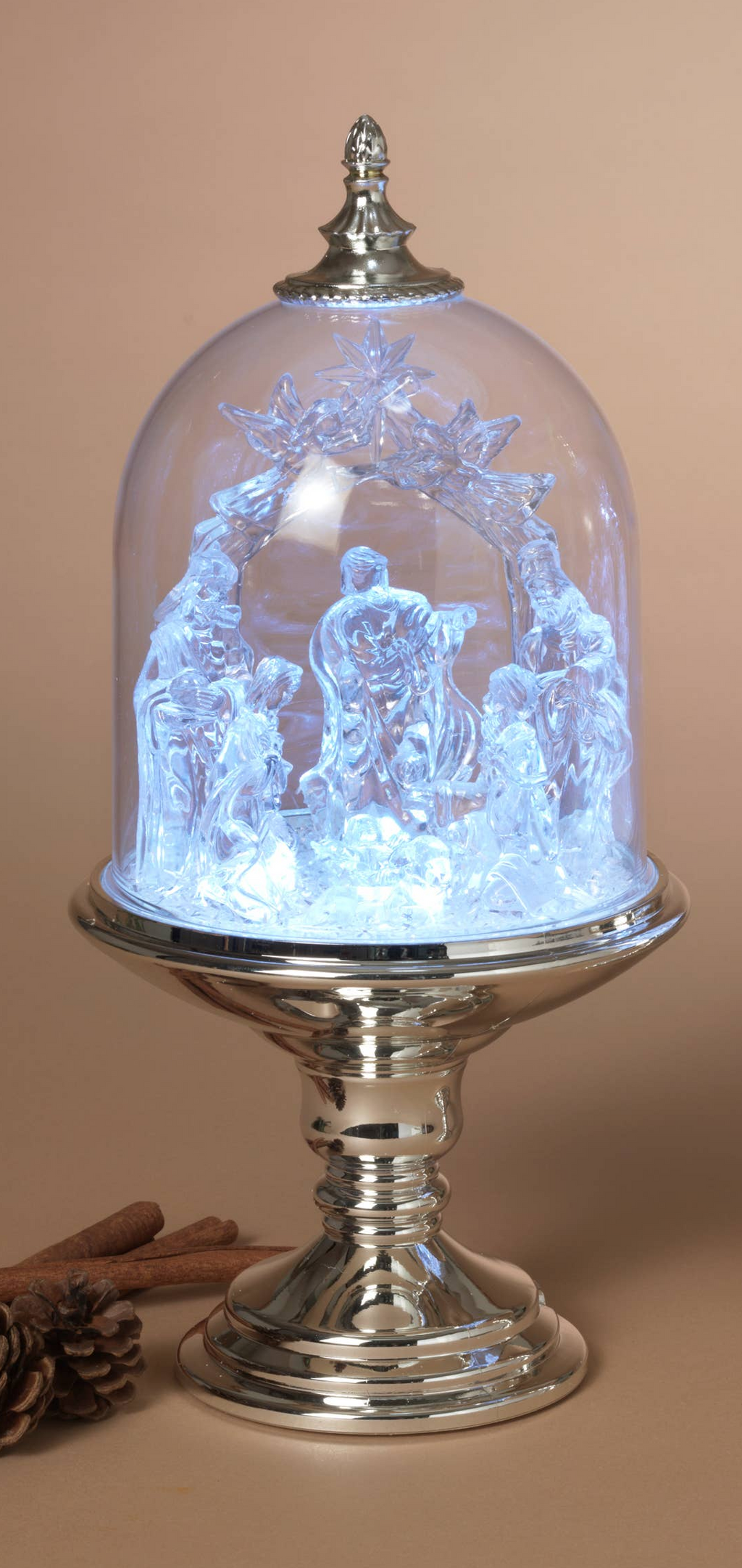 Christmas 11.75"H Lighted Musical Nativity Dome with Timer, 2 Assorted