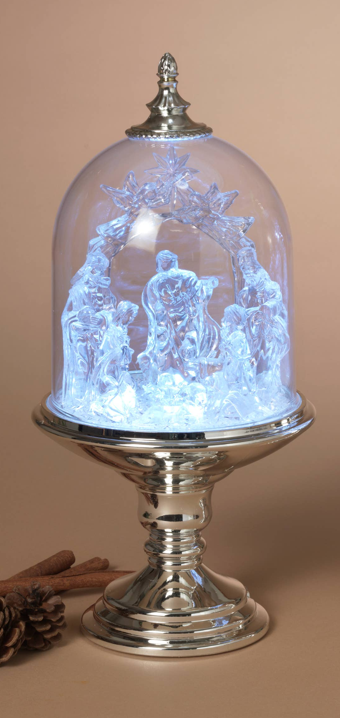 Christmas 11.75"H Lighted Musical Nativity Dome with Timer, 2 Assorted