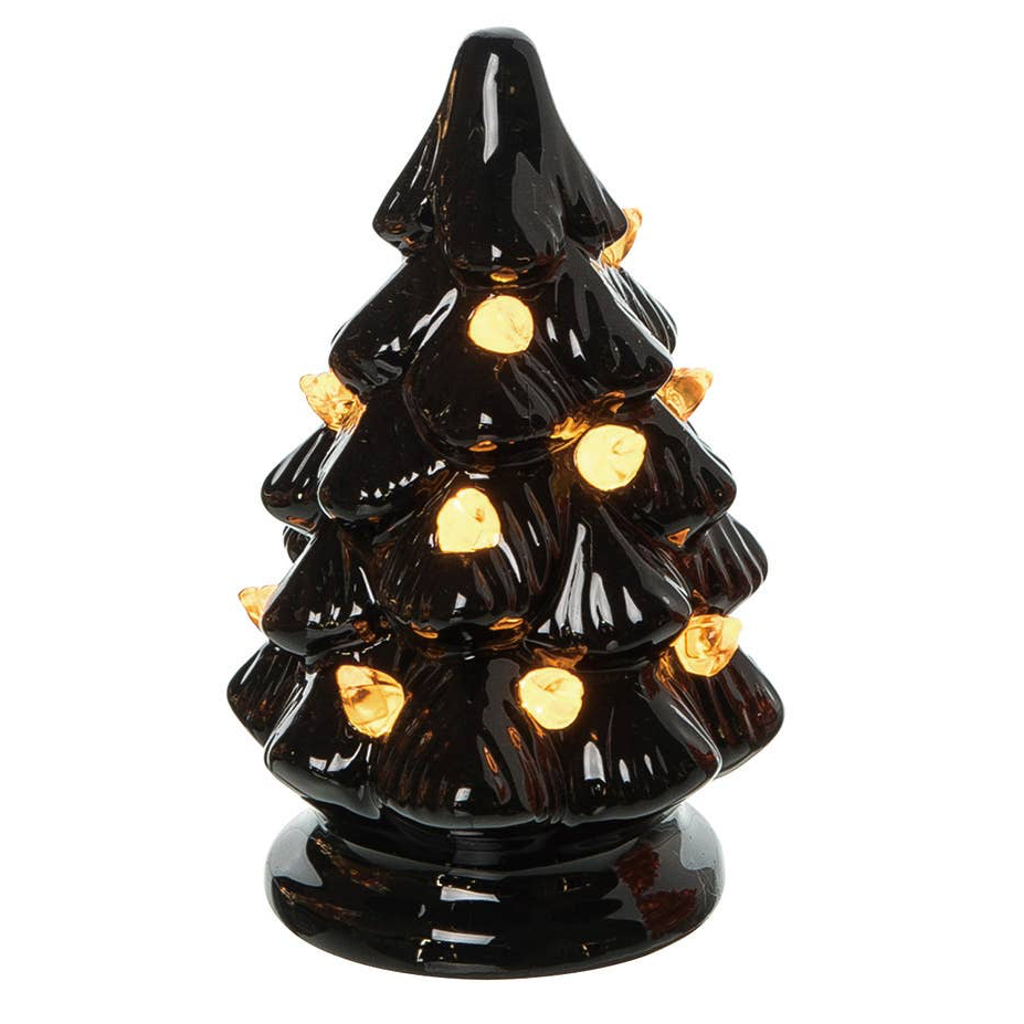 Halloween Orange Ceramic LED Light Up Trees, 3 Styles
