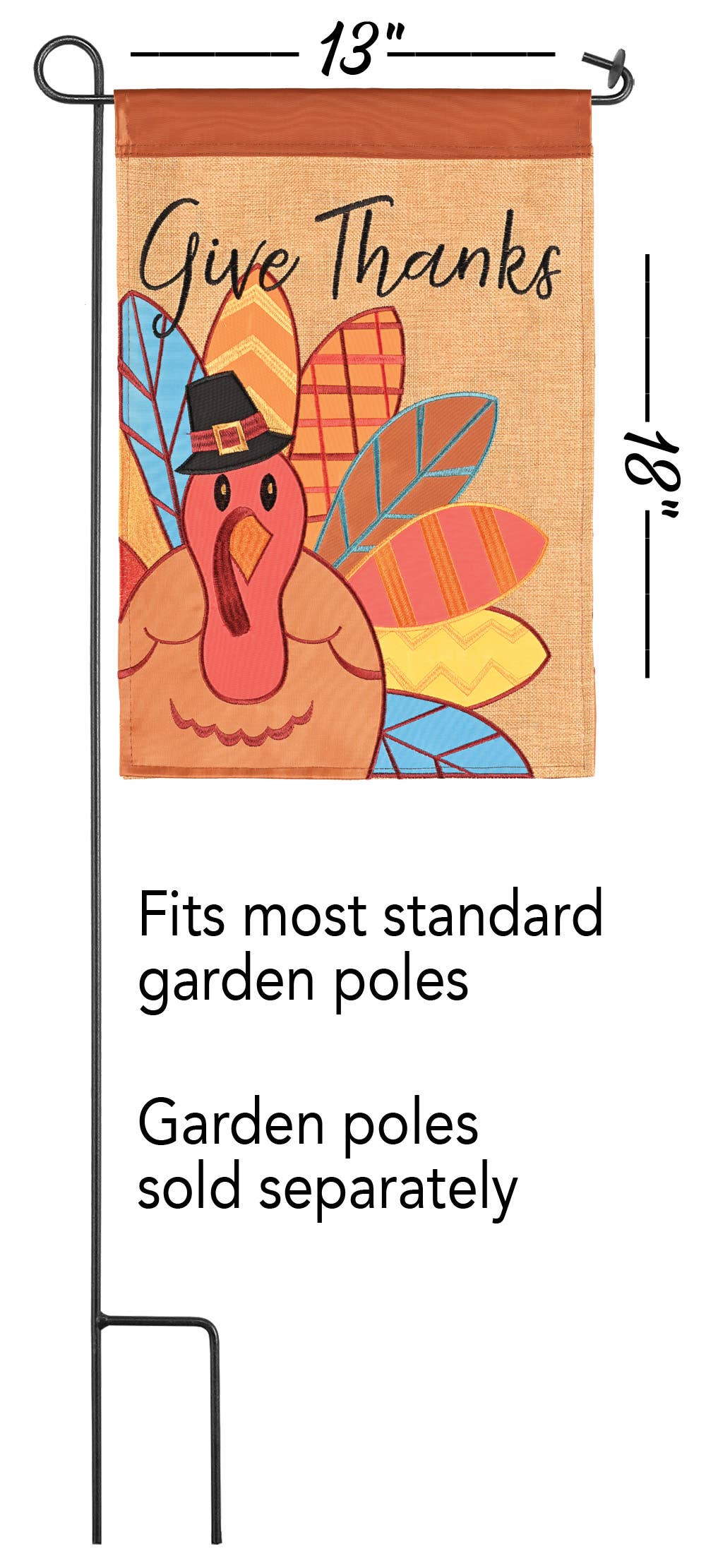 Turkey Give Thanks Garden Flag