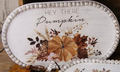 Hello Fall Floral Pumpkins Beaded Wood Trays