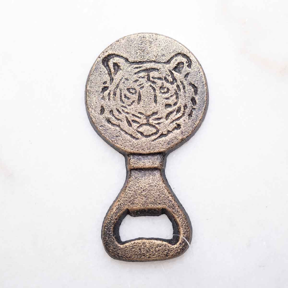Antique Gold Tiger Bottle Opener