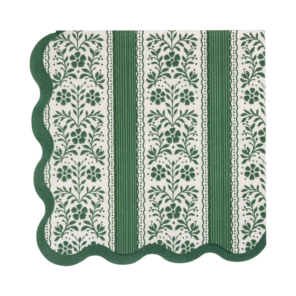 Floral Striped Cocktail Napkin
