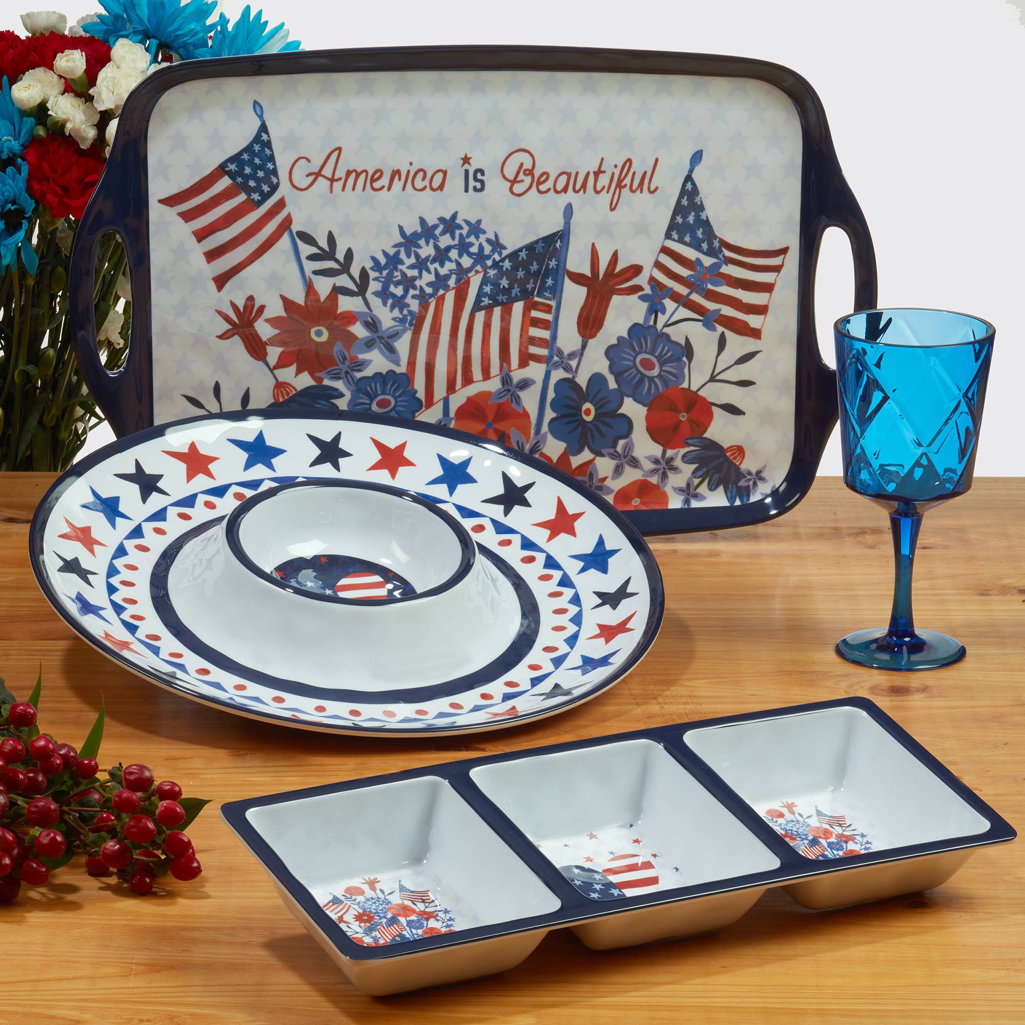 Stars & Stripes Melamine Rectangular Tray