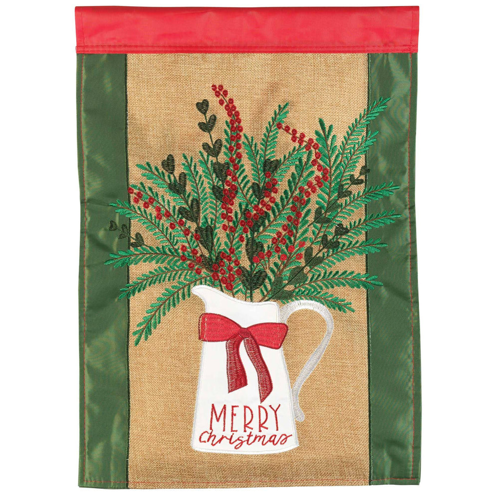 Merry Christmas Pitcher Garden Flag