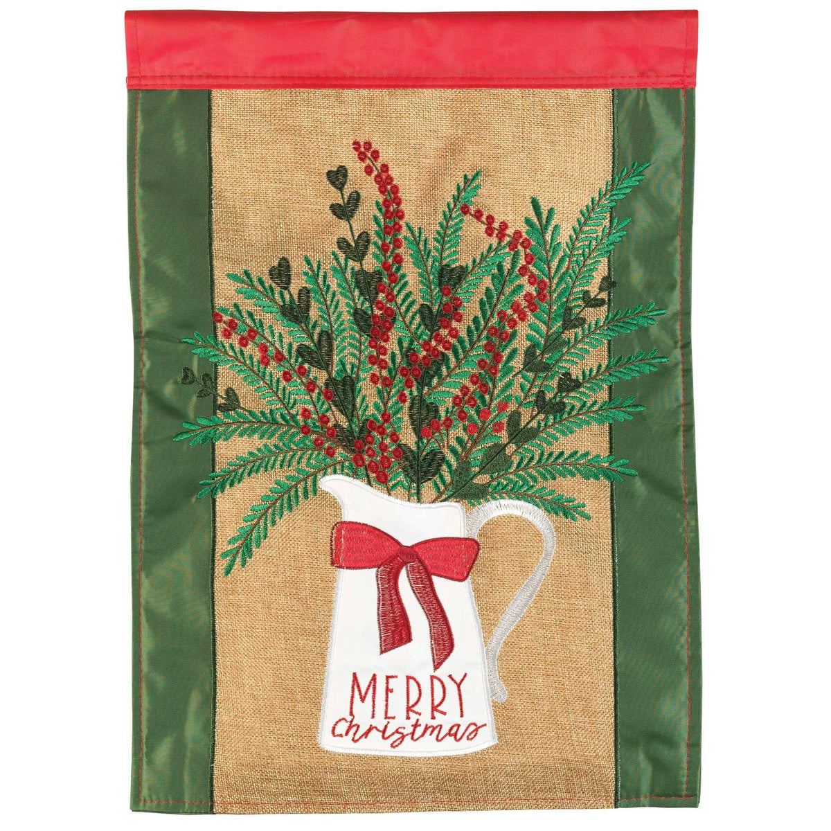 Merry Christmas Pitcher Garden Flag