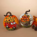 Thanksgiving Elegant Set of 2 Resin Harvest Pumpkins 8.8in