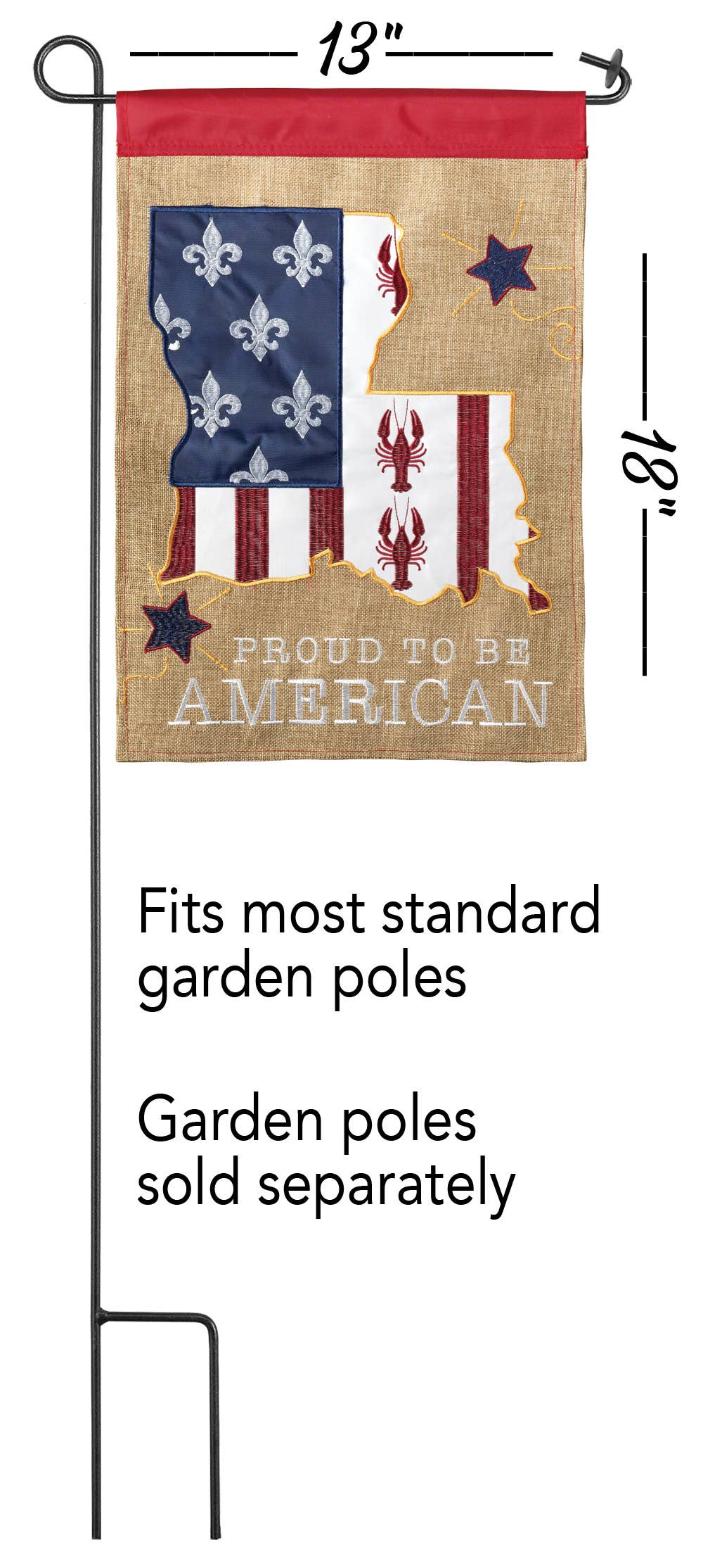 Proud American Fleur De Lis Garden Flag