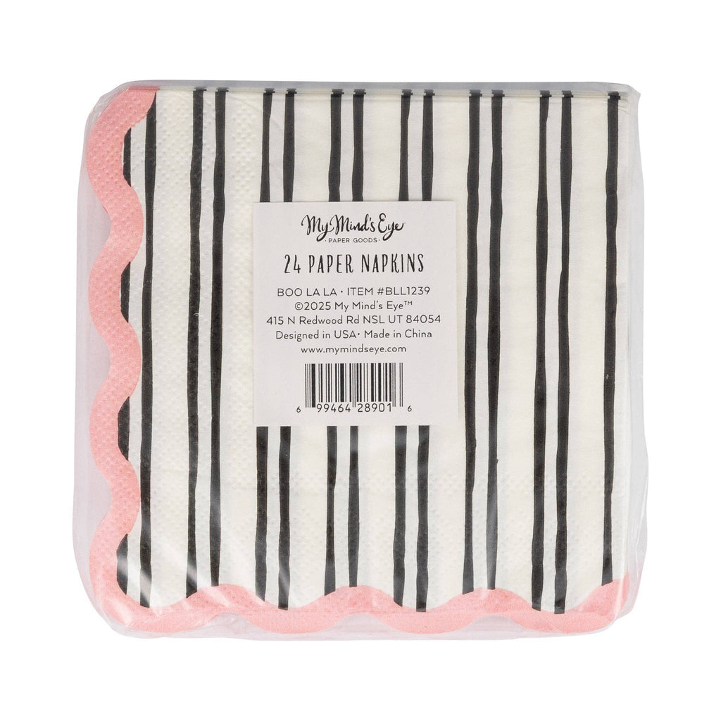 White & Black Striped Cocktail Napkin