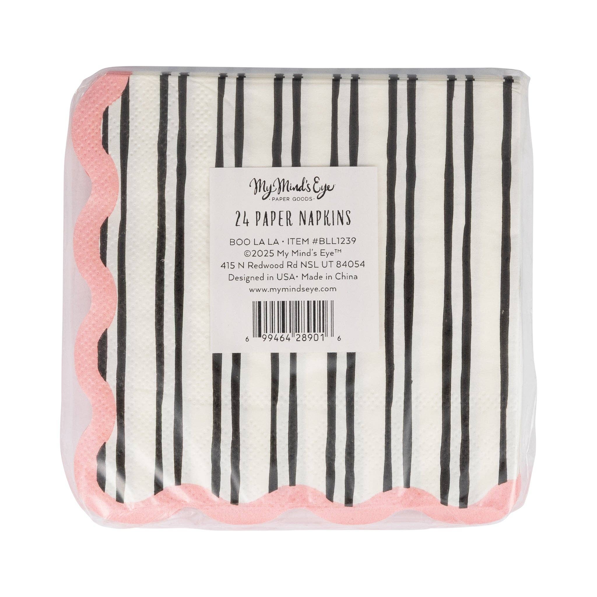 White & Black Striped Cocktail Napkin