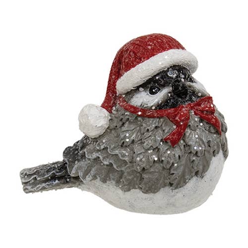 Resin Winter Hat Glitter Bird - set of 2