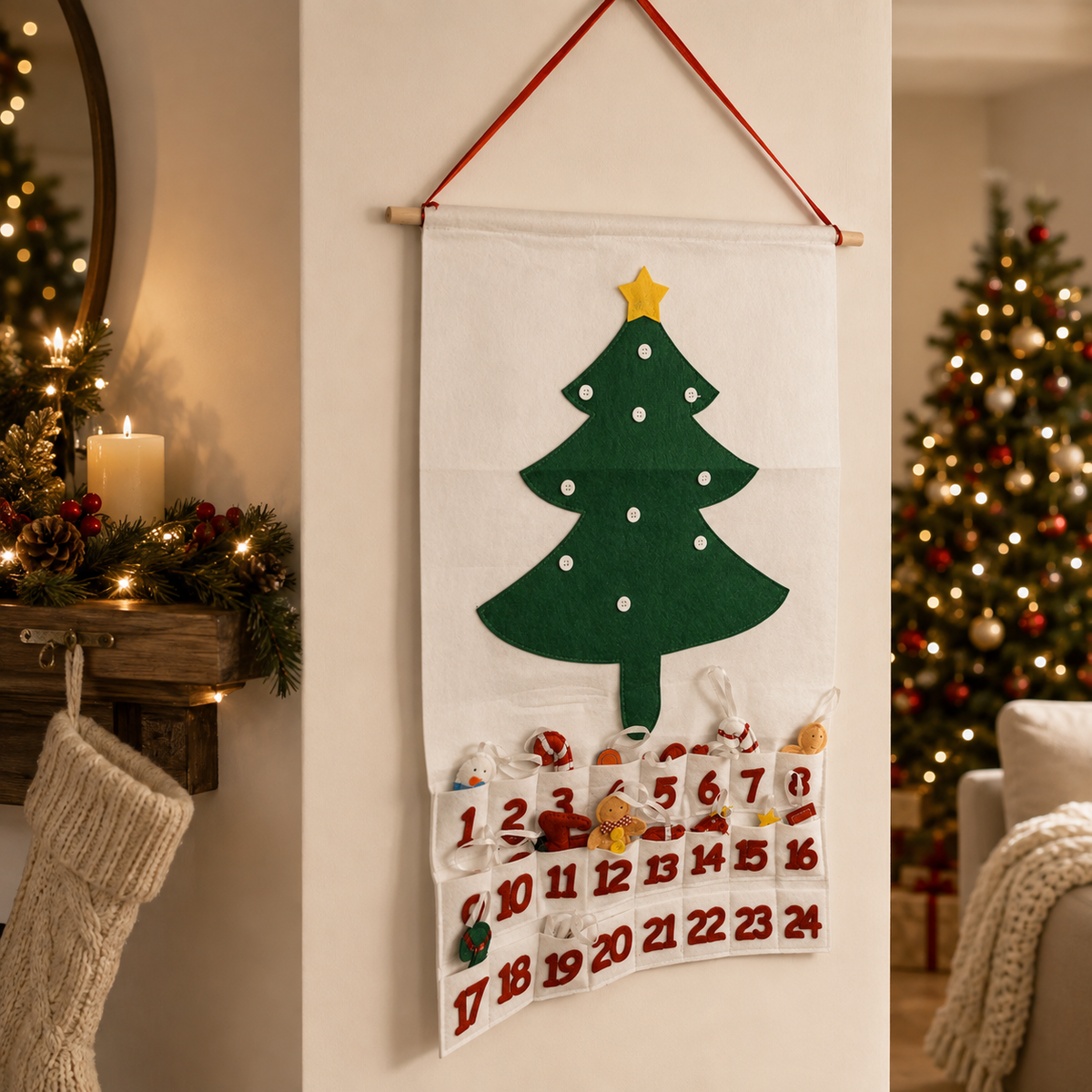 Christmas Home Decor Advent Calendar Felt |  Handmade