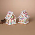 Christmas 7"H Lighted Clay Dough Candy House, 2 Asst