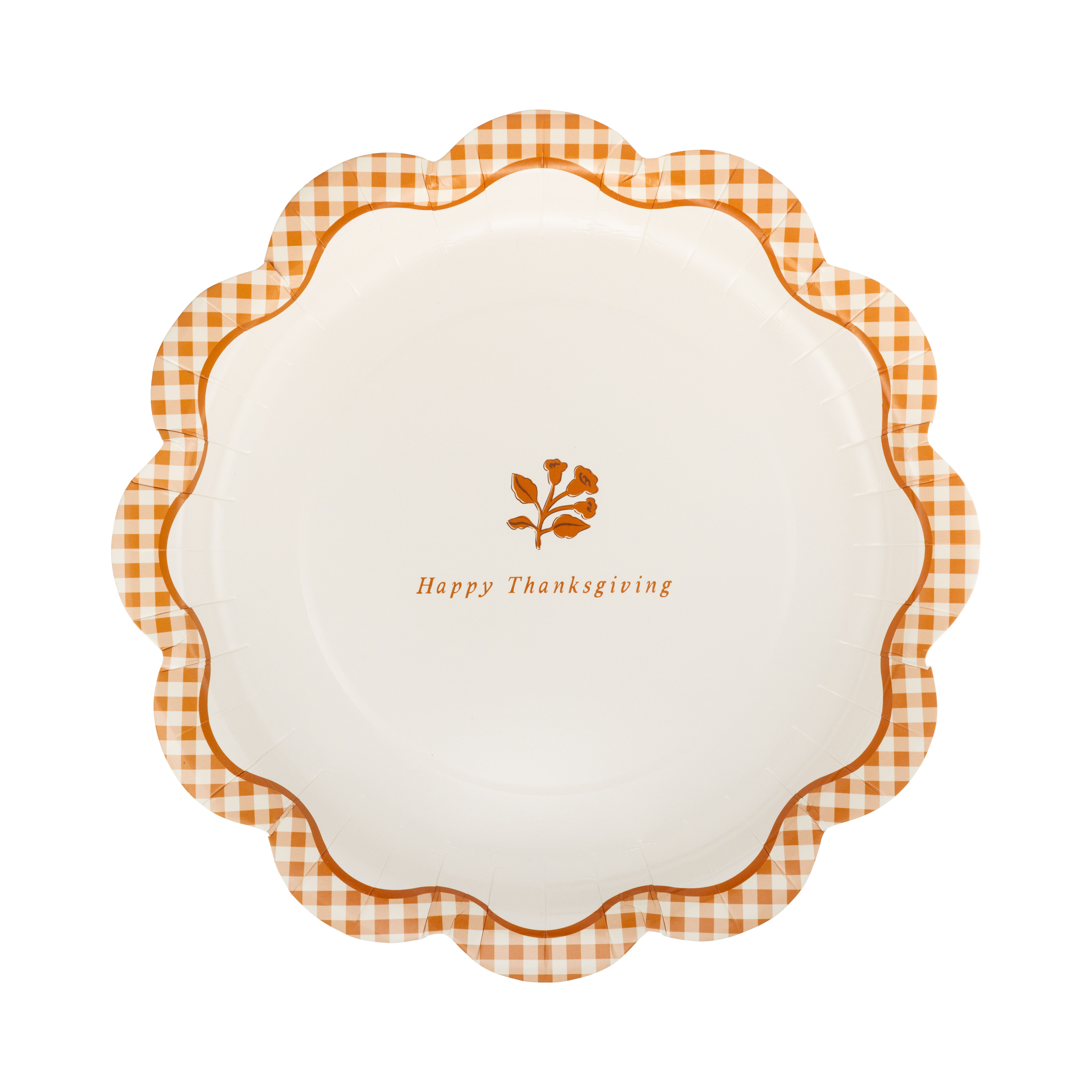 Gingham Happy Thanksgiving Paper Plates