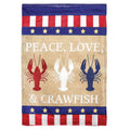 PEACE LOVE & CRAWFISH DOUBLE GARDEN FLAG