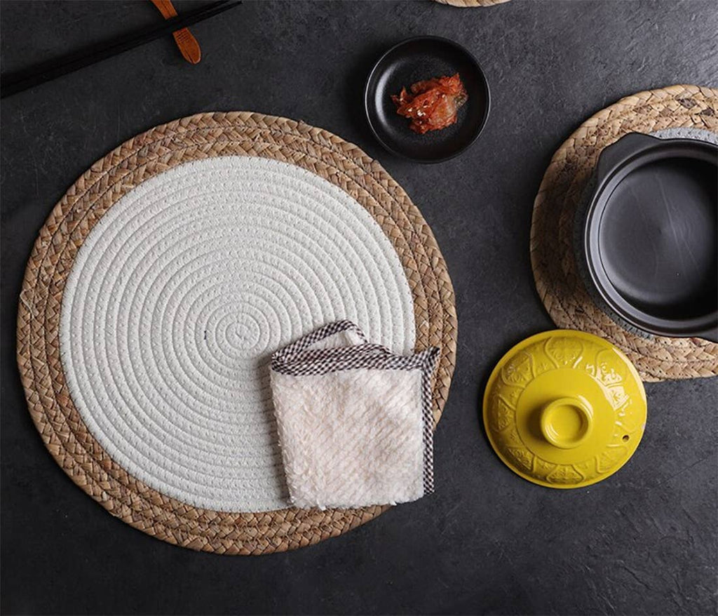 Hand-Woven Rattan Cotton Braided Rope Placemats
