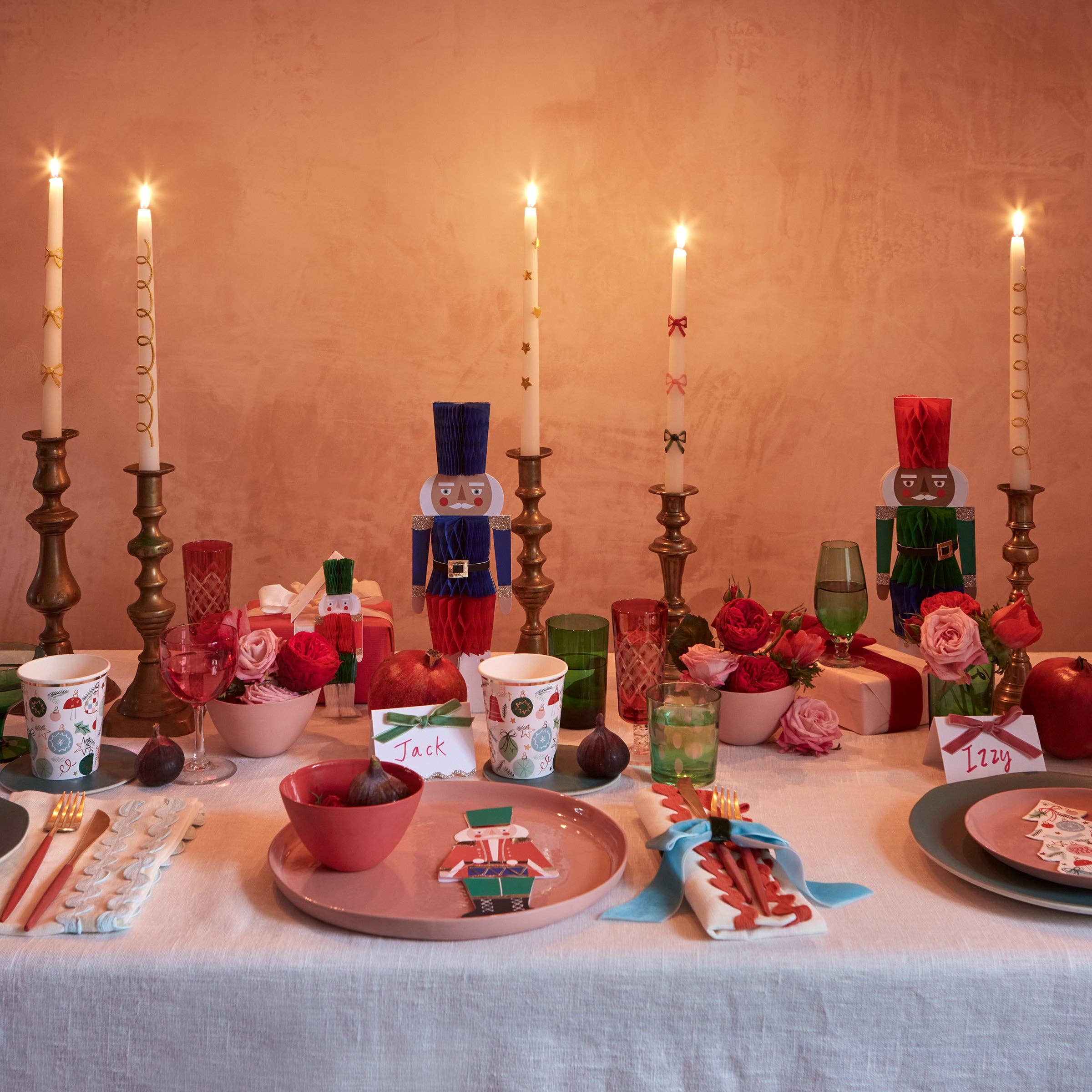 Multi Colour Bow Taper Candles