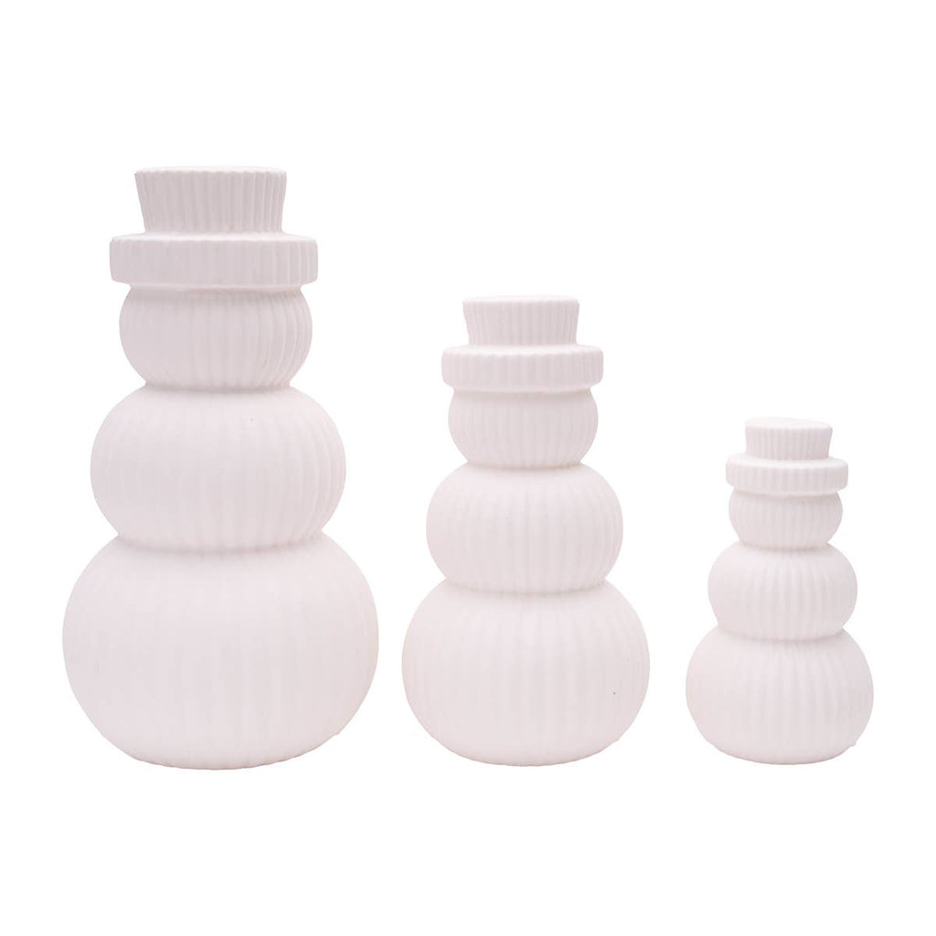 Christmas White Snowman LED Decorative Figurine Set 3