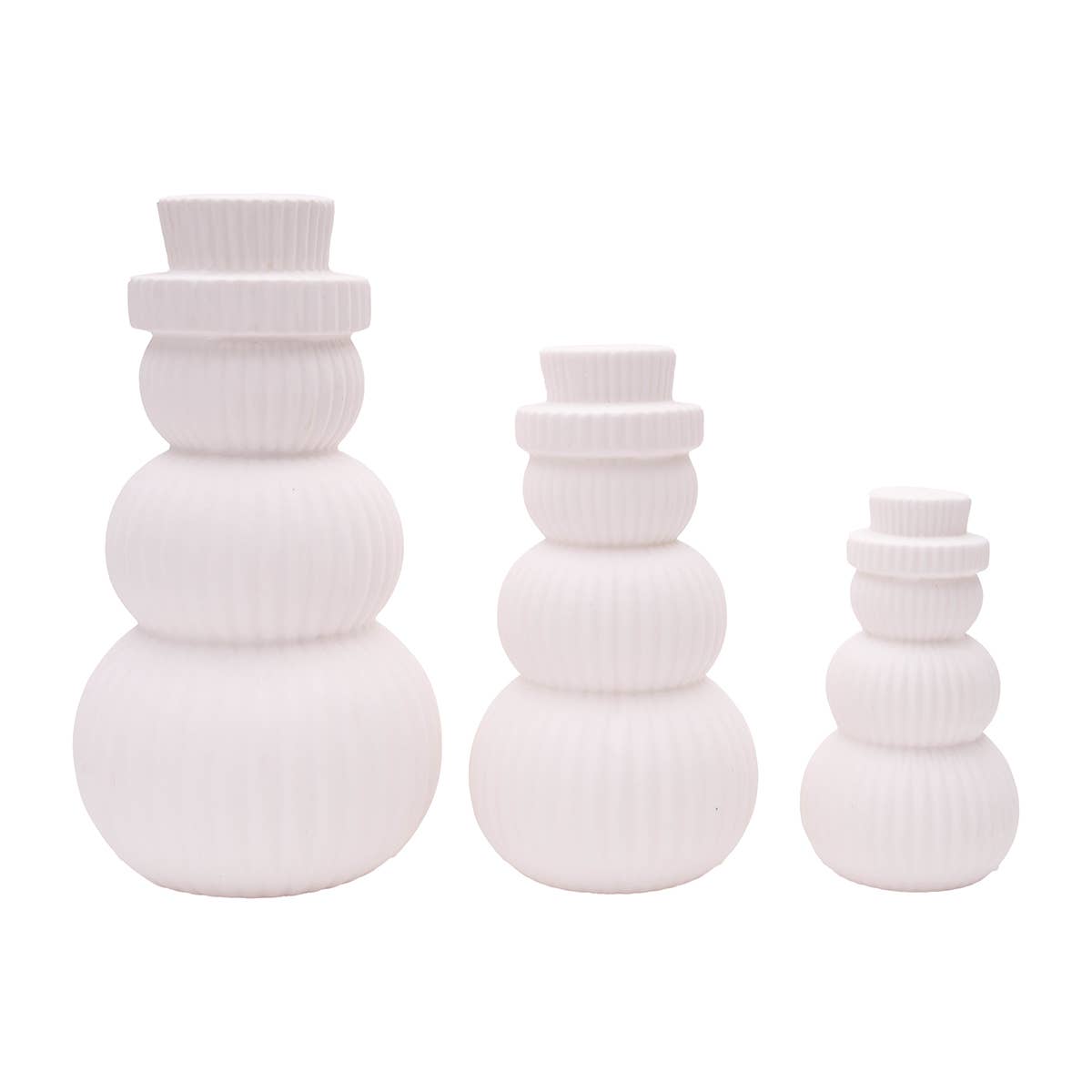 Christmas White Snowman LED Decorative Figurine Set 3