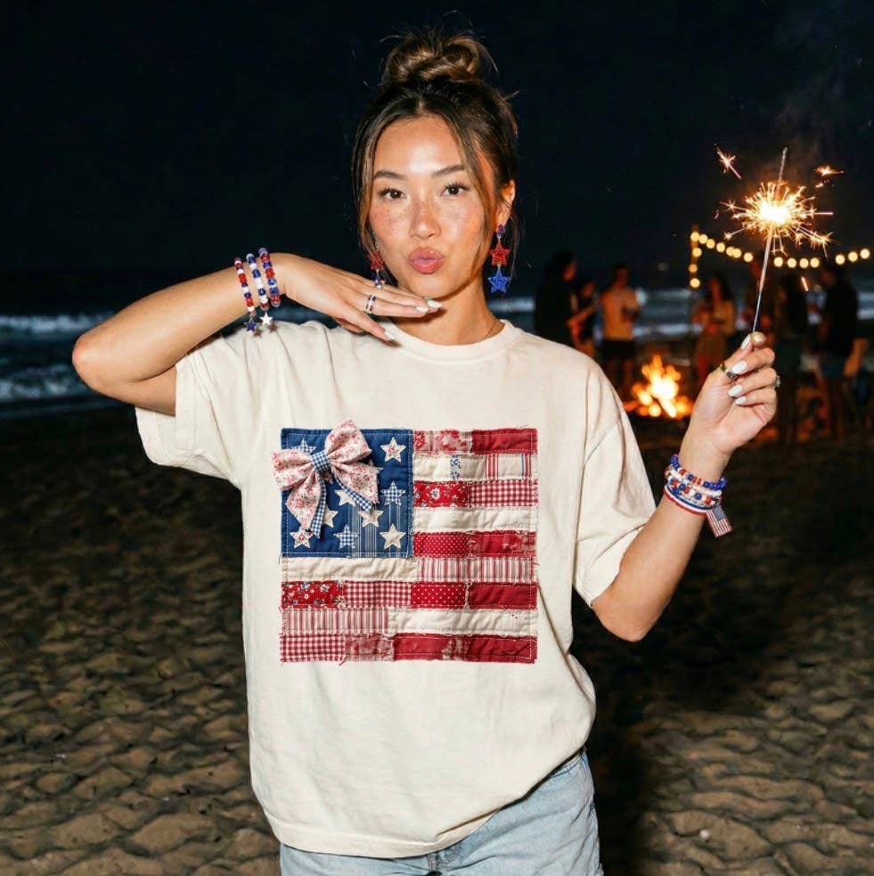 Vintage Patchwork American Flag Graphic Tee