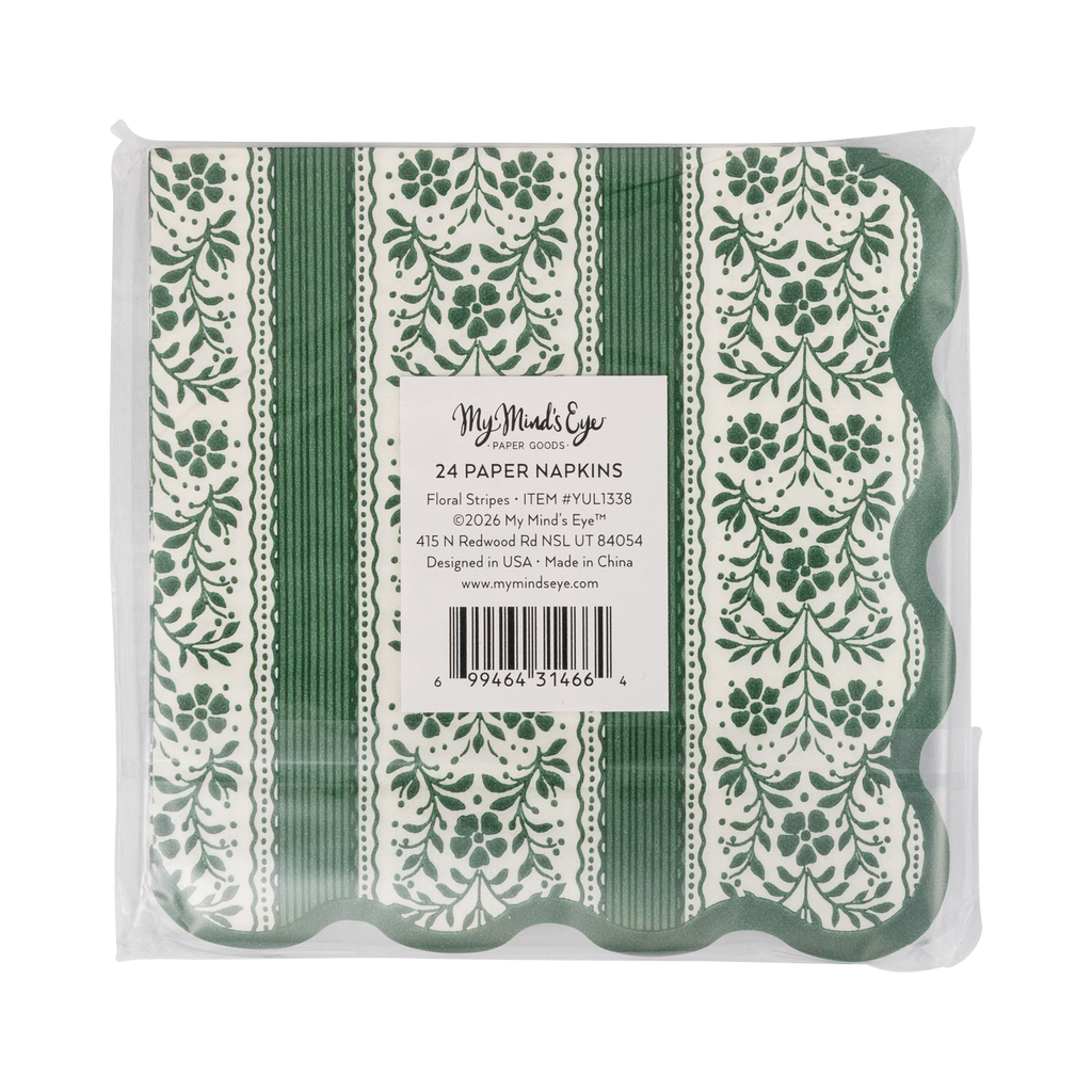Floral Striped Cocktail Napkin