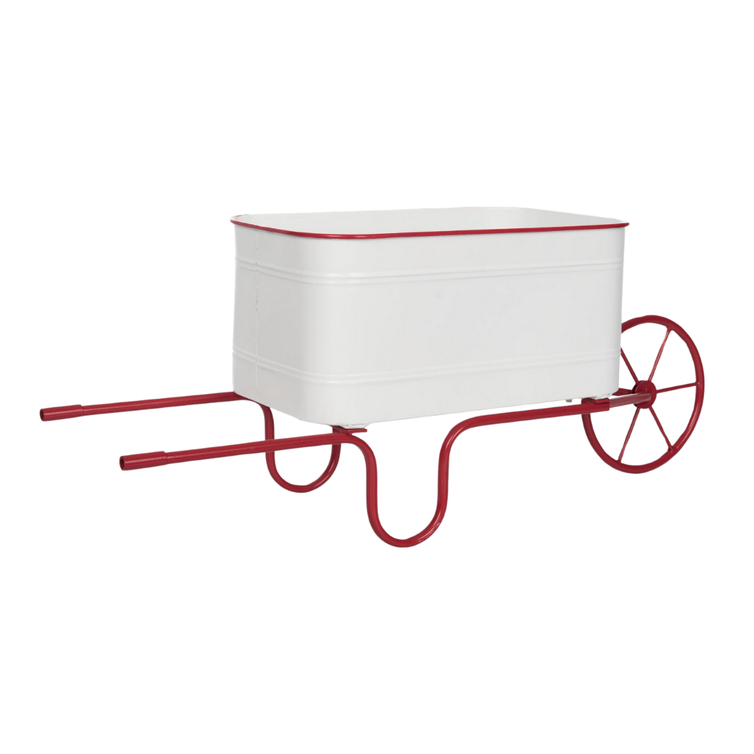 Patriotic White Metal Garden Cart