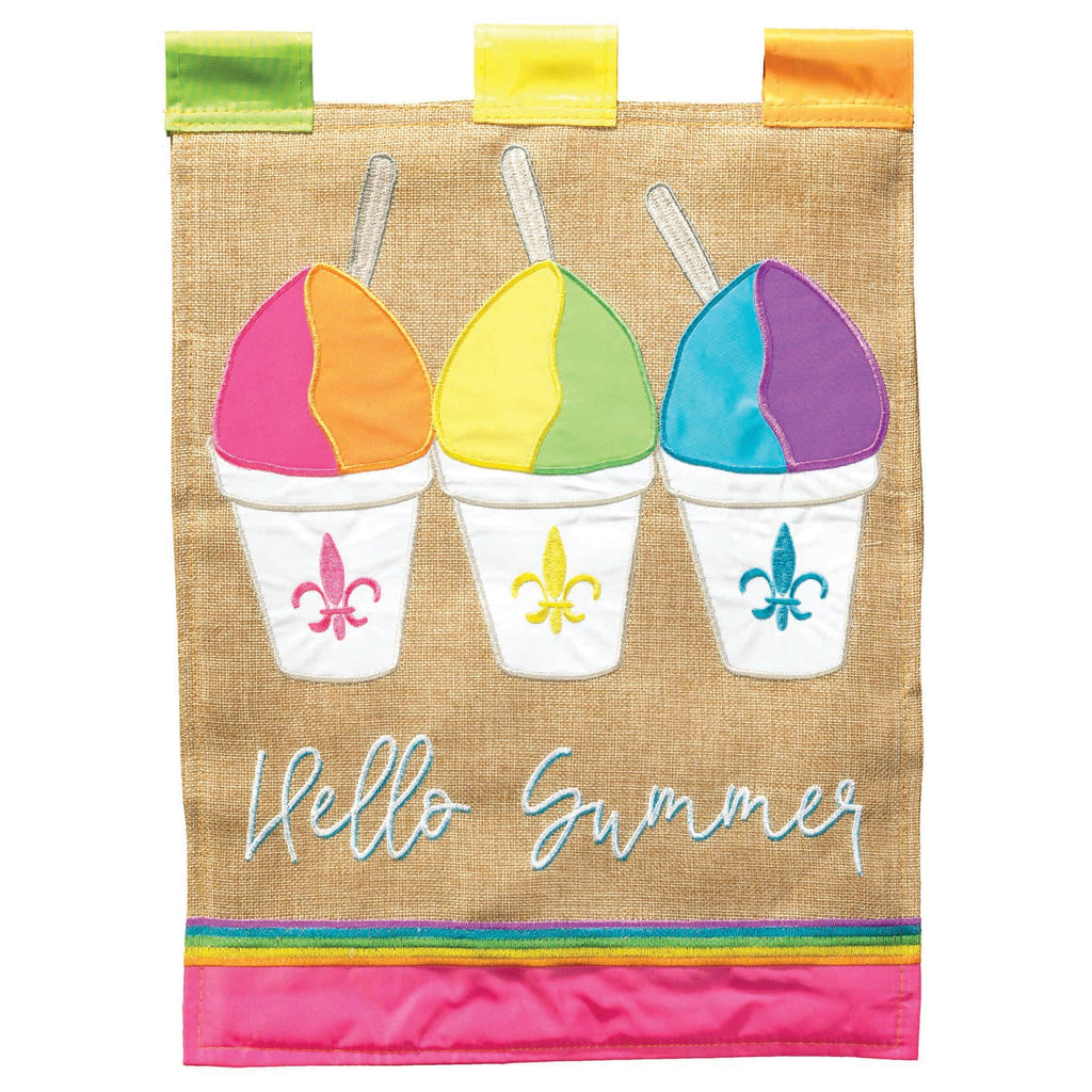 Summer Snoballs Fleur-De-Lis Garden Flag