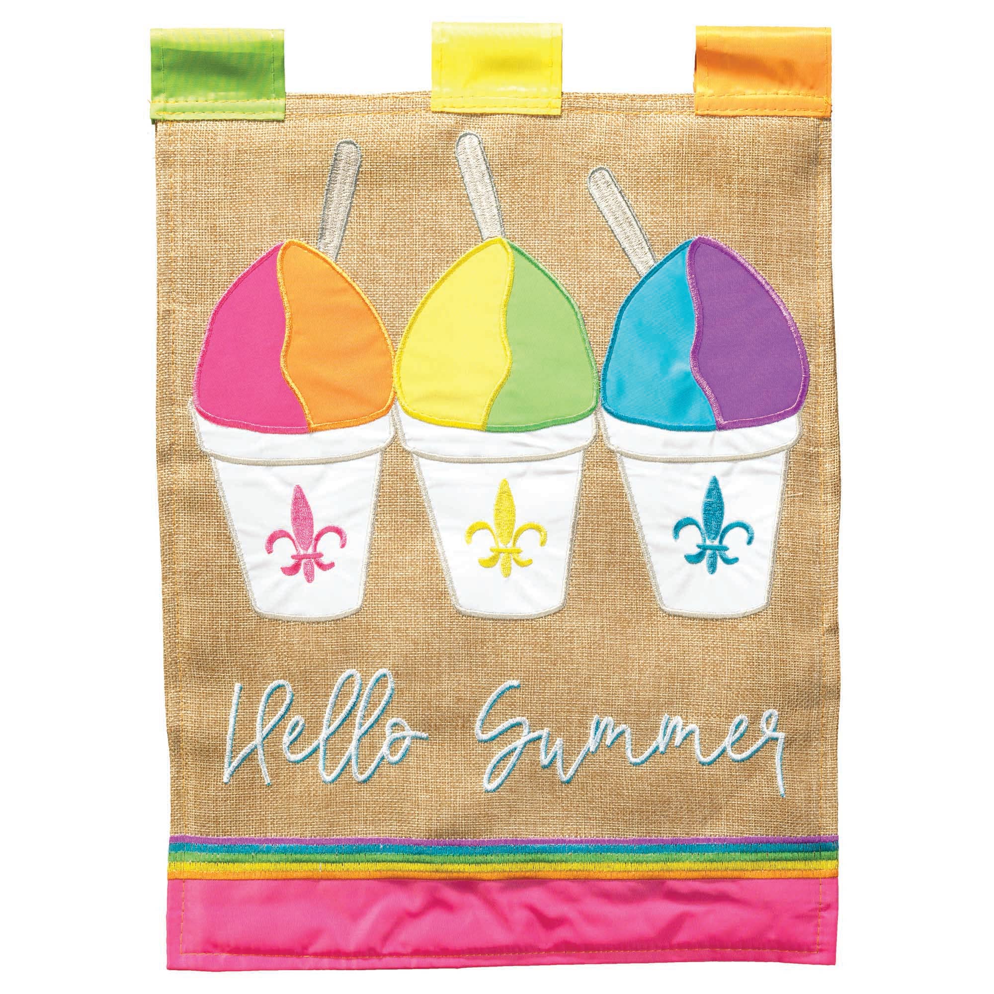 Summer Snoballs Fleur-De-Lis Garden Flag