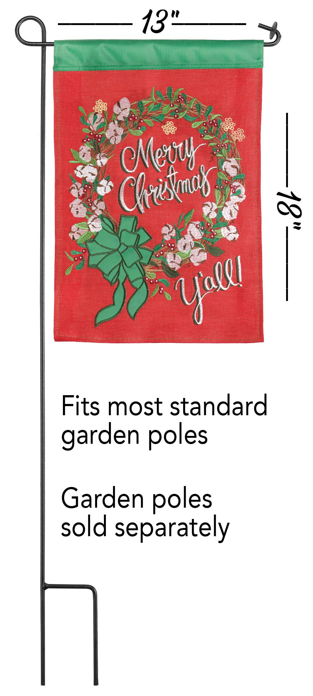 Merry Christmas Y'All Double Applique Garden Flag