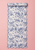 Frosted Blue Pine Toile Table Runner